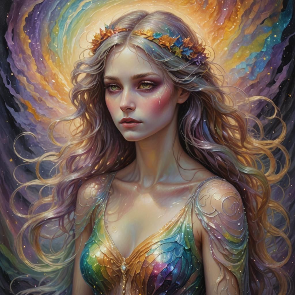 Iridescent Halloween Creature in Ethereal Surroundings