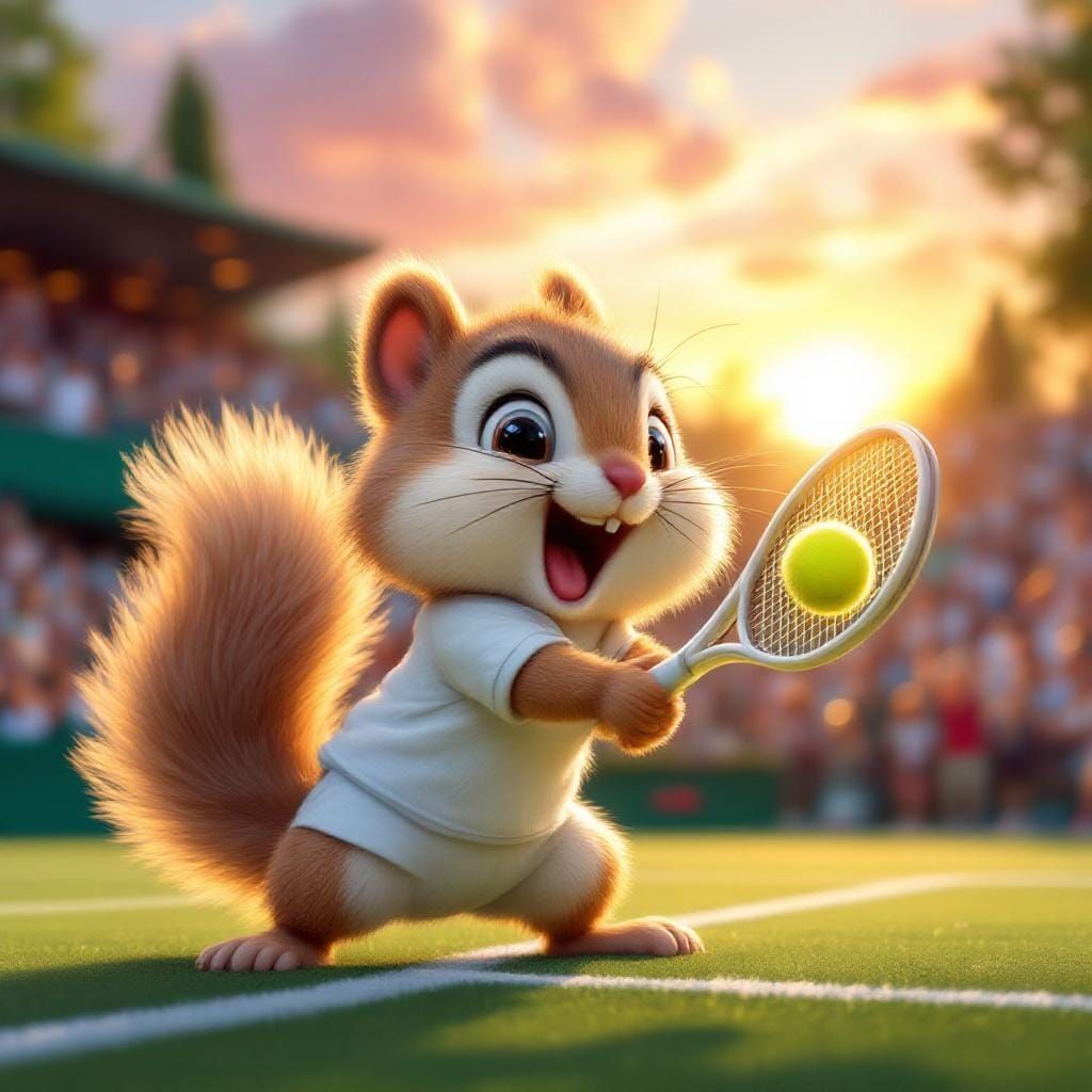Chibi Squirrel Plays Tennis at Wimbledon