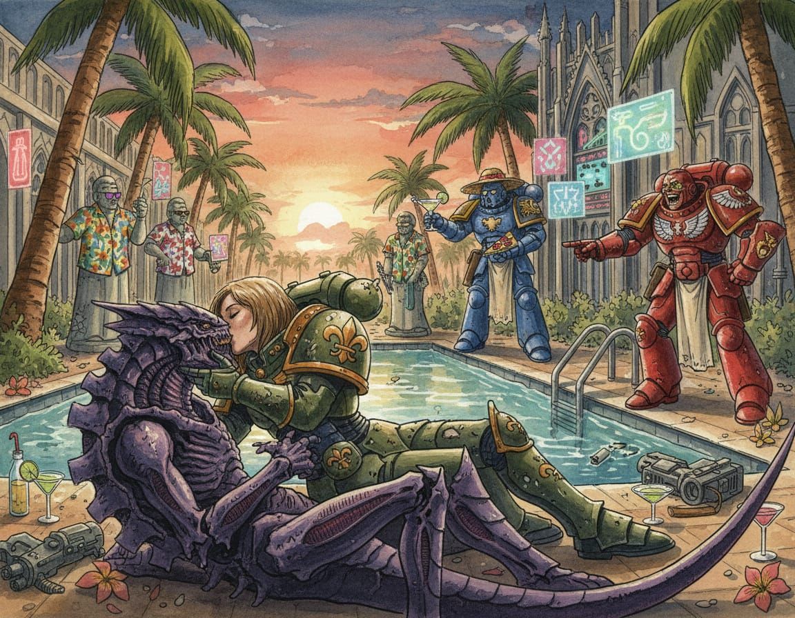 Gothic Sci-Fi Scene: Sister of Battle & Tyranid Embrace