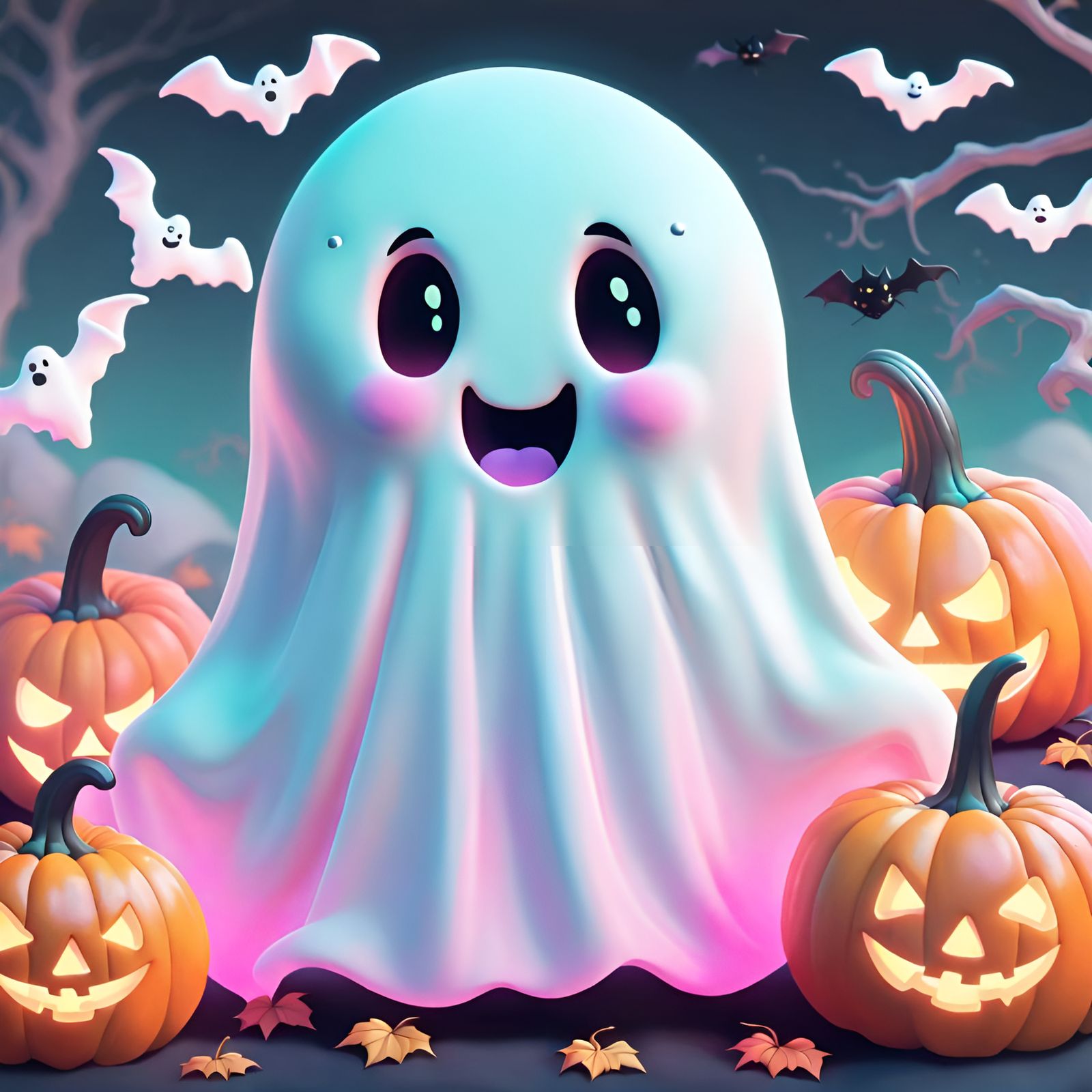 Sweet Pastel Ghost with Halloween Vibes