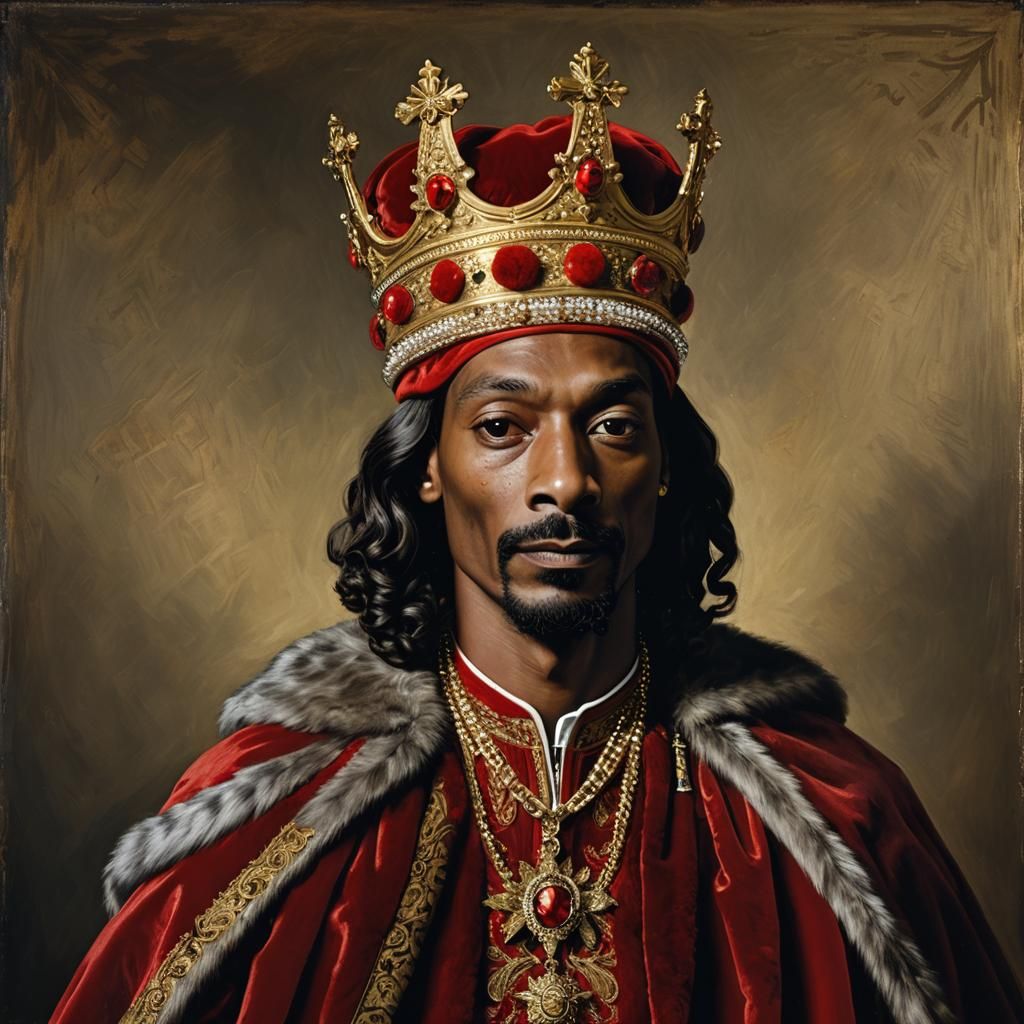 Rapper in Regal Portrait as Classical Oil Painting