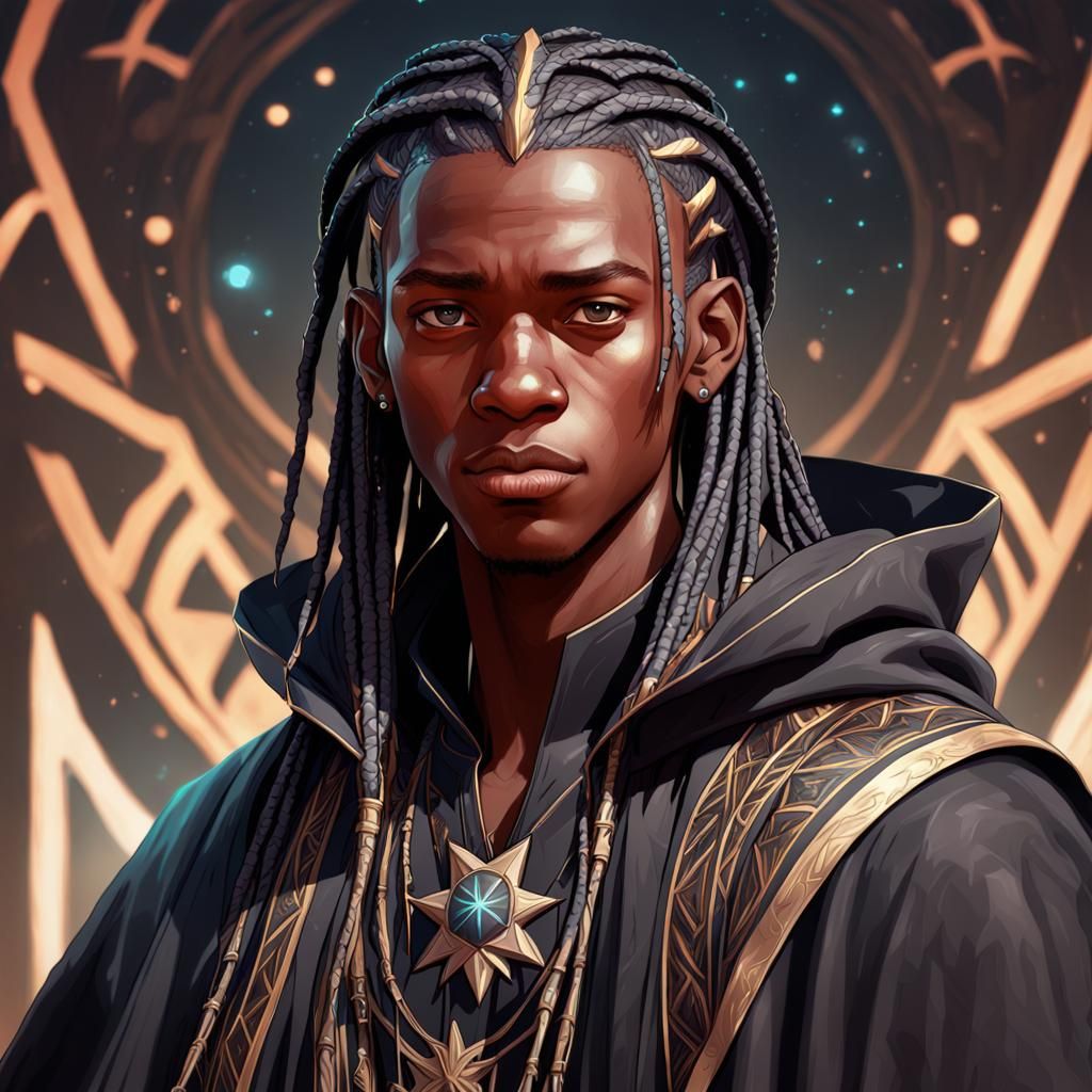 African Teen with Braids in Star Cloak Portrait