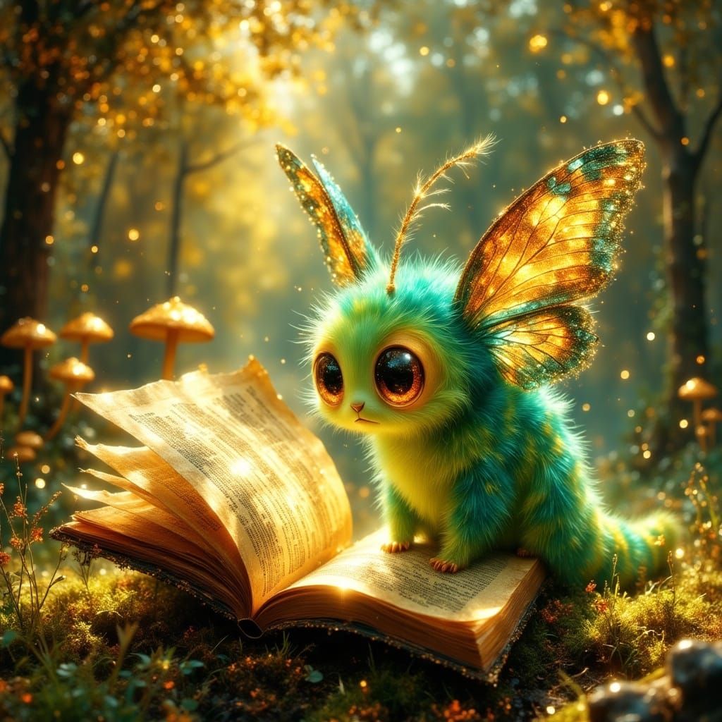 Fuzzy Caterpillar's Wonder: A Whimsical Illustration