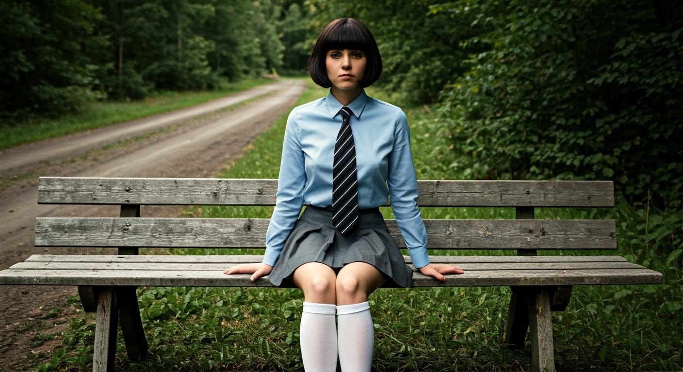 Classic Documentary-Style Portrait of a Young Woman in 1970s...