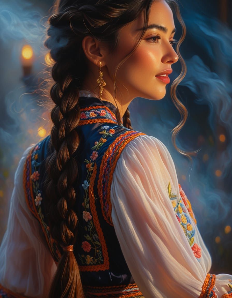 Dancing Noble Woman in Romantic Realism Style