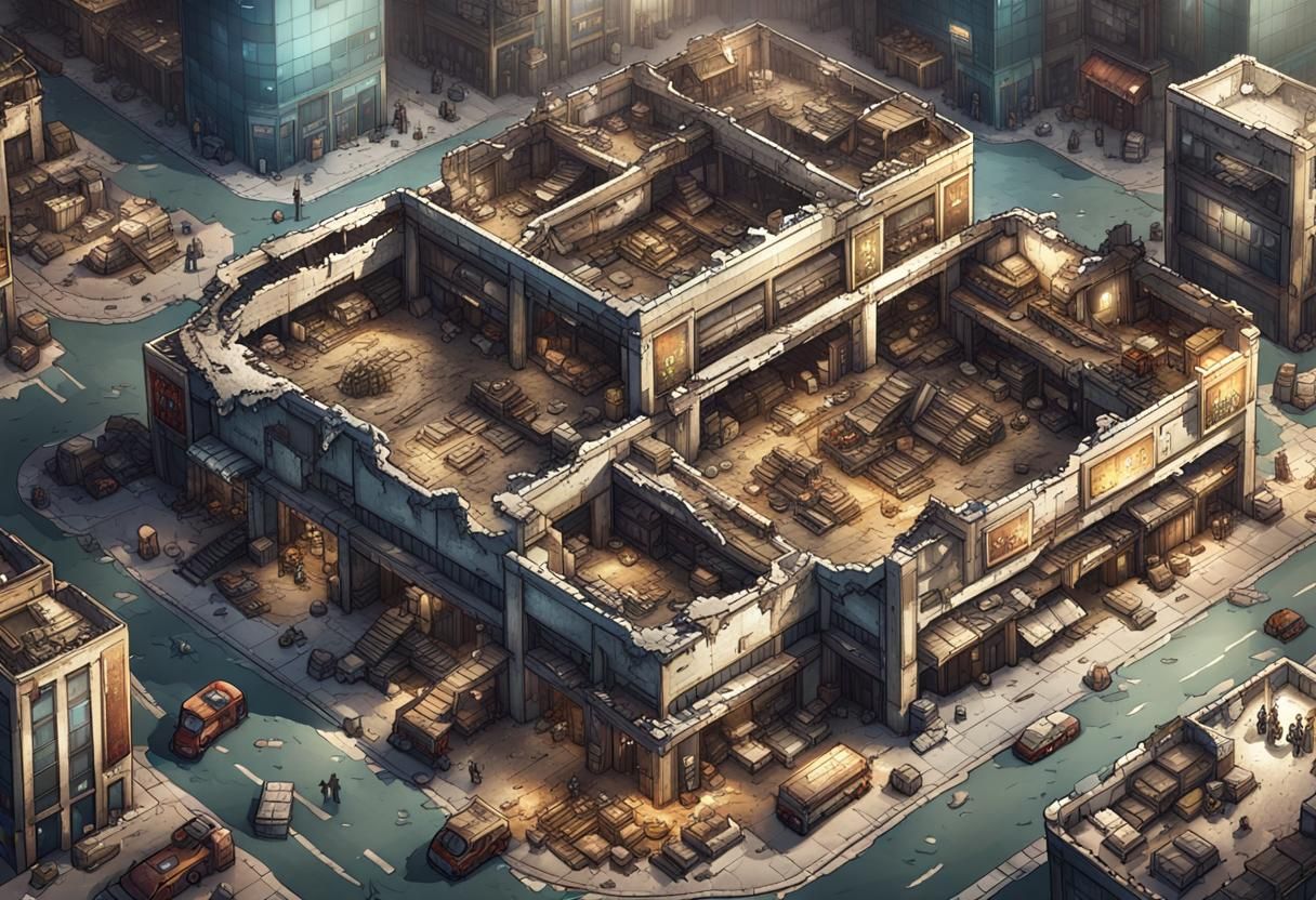 Post-Apocalyptic Cityscape Map for Tabletop RPG