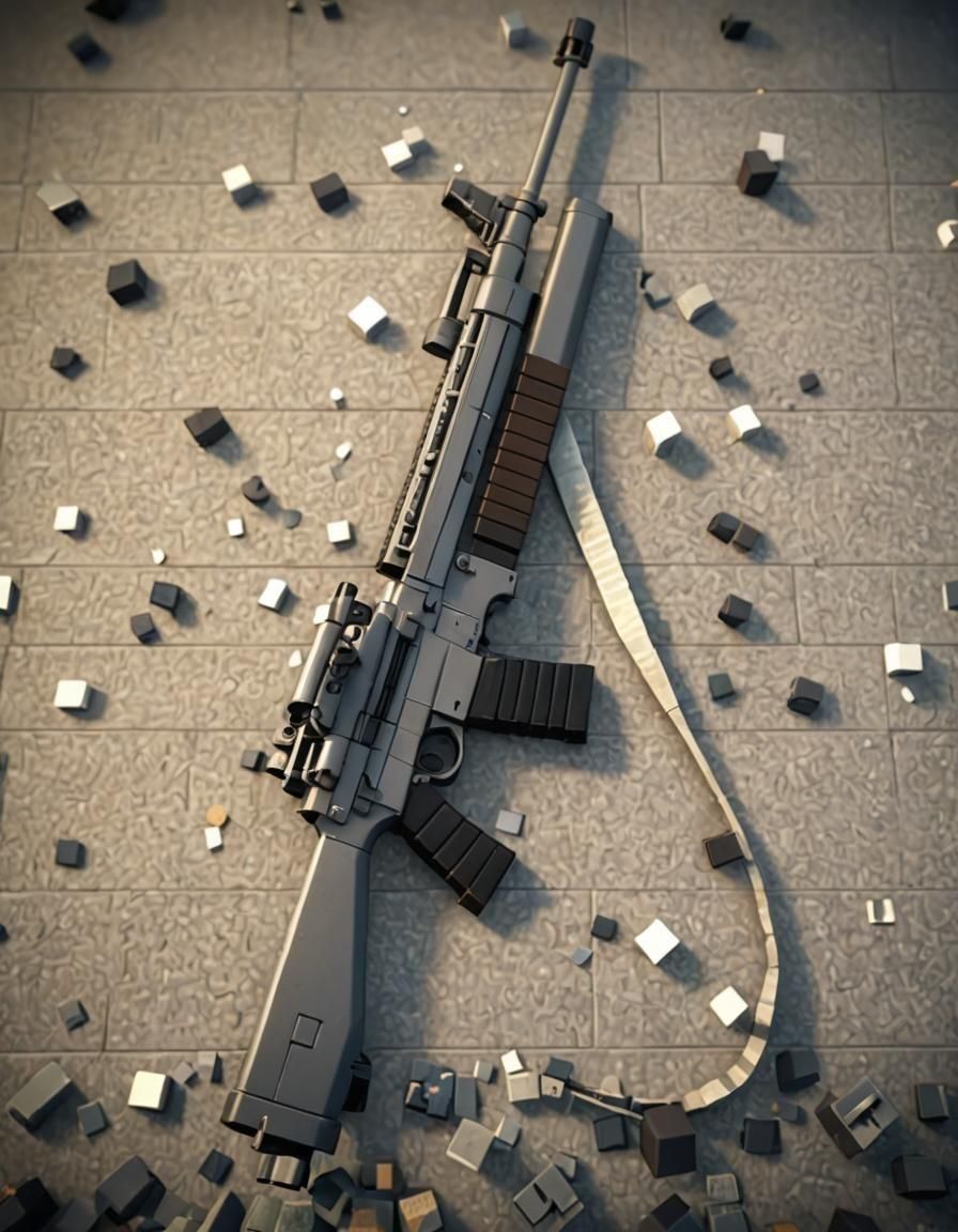 Minecraft M16 Gun on White Table