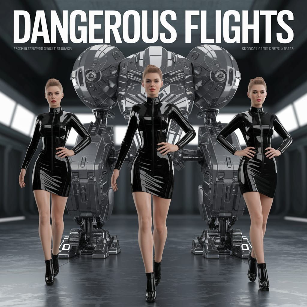 Glossy Magazine Cover Art: Flight Attendants in Black Latex ...