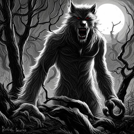 Gothic Horror Werewolf Under Eclipse