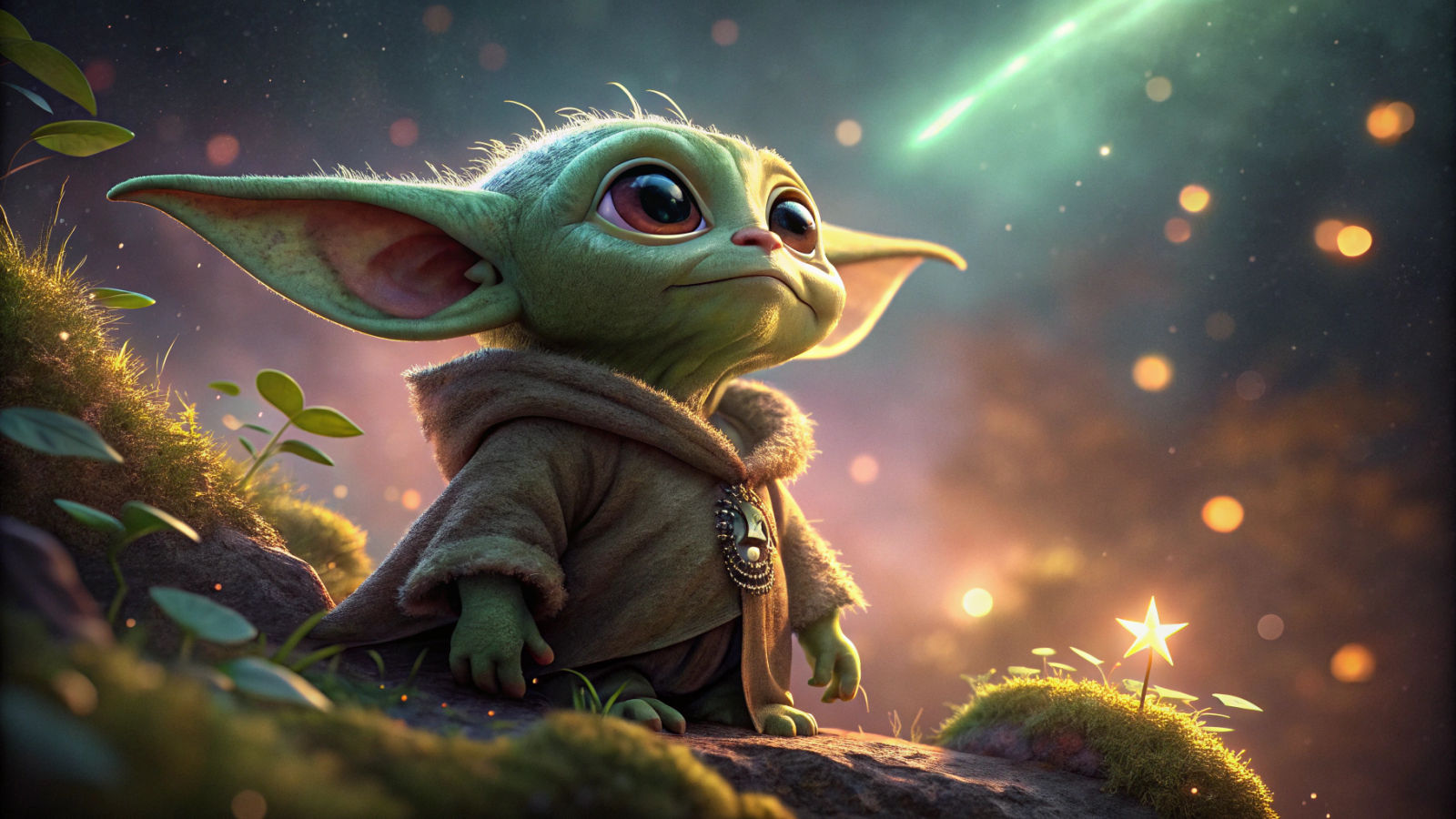 Cute Green Alien in Disney Pixar CGI Style