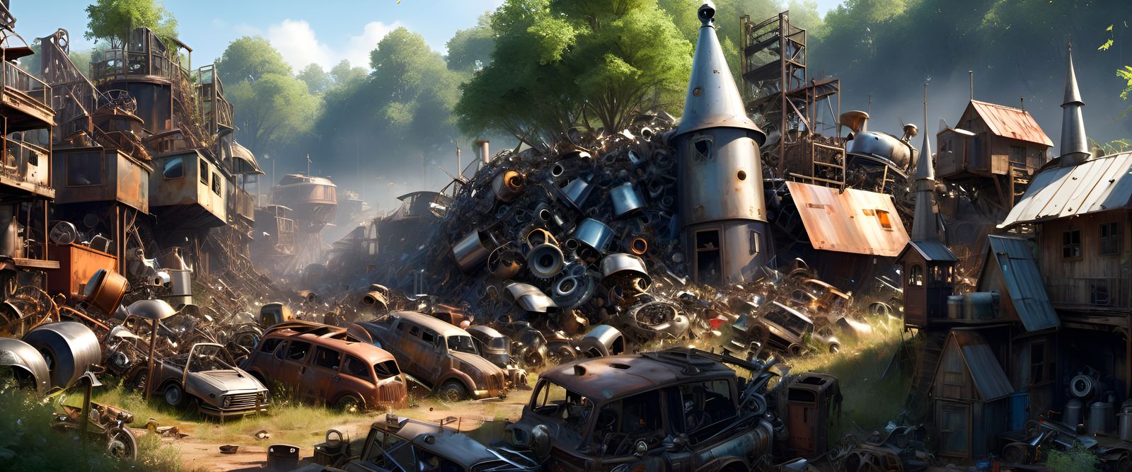 Metallic Junkyard: Ultra HD Digital Art