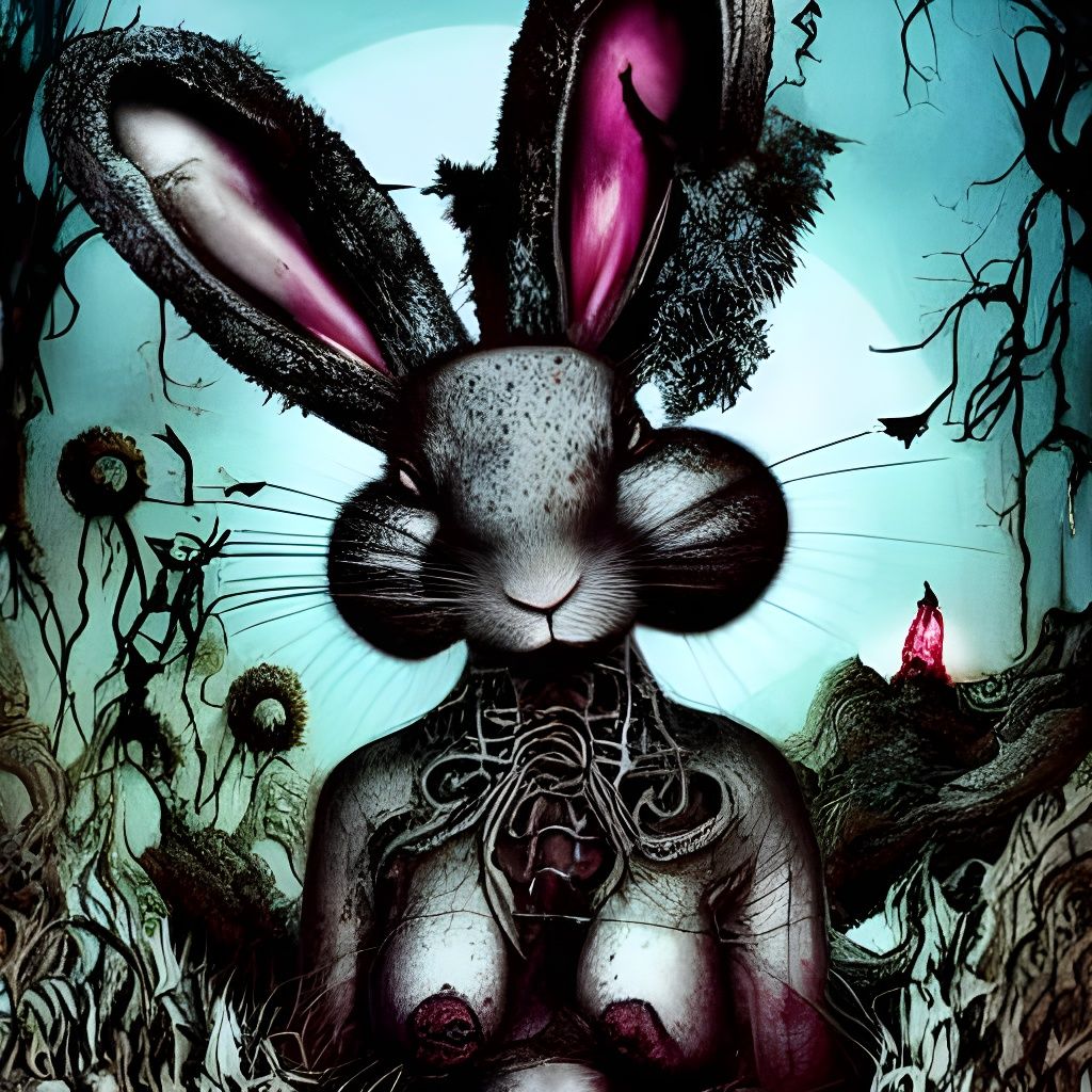 Terrifying Rabbit Degradation: Sci-Fi Horror Art