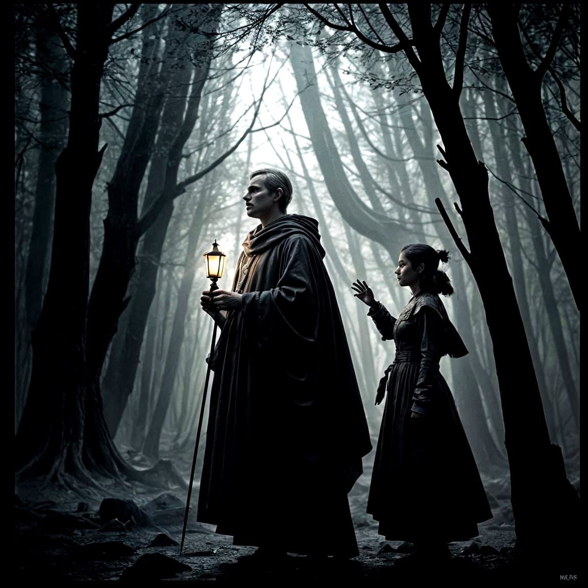 Prince in Mystical Garden Under Twilight Shadows