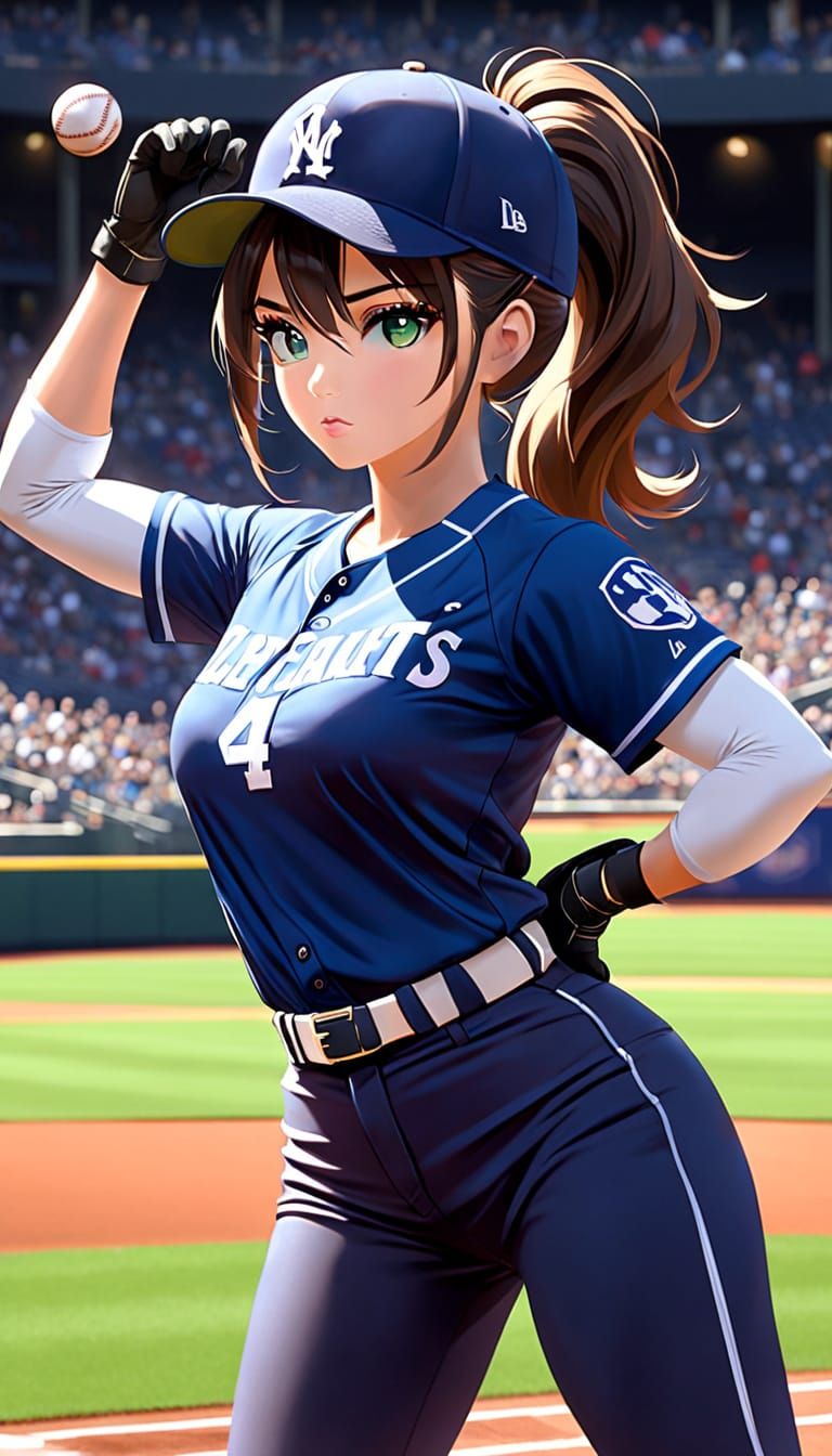 Intense Female Pitcher in Dramatic Digital Painting