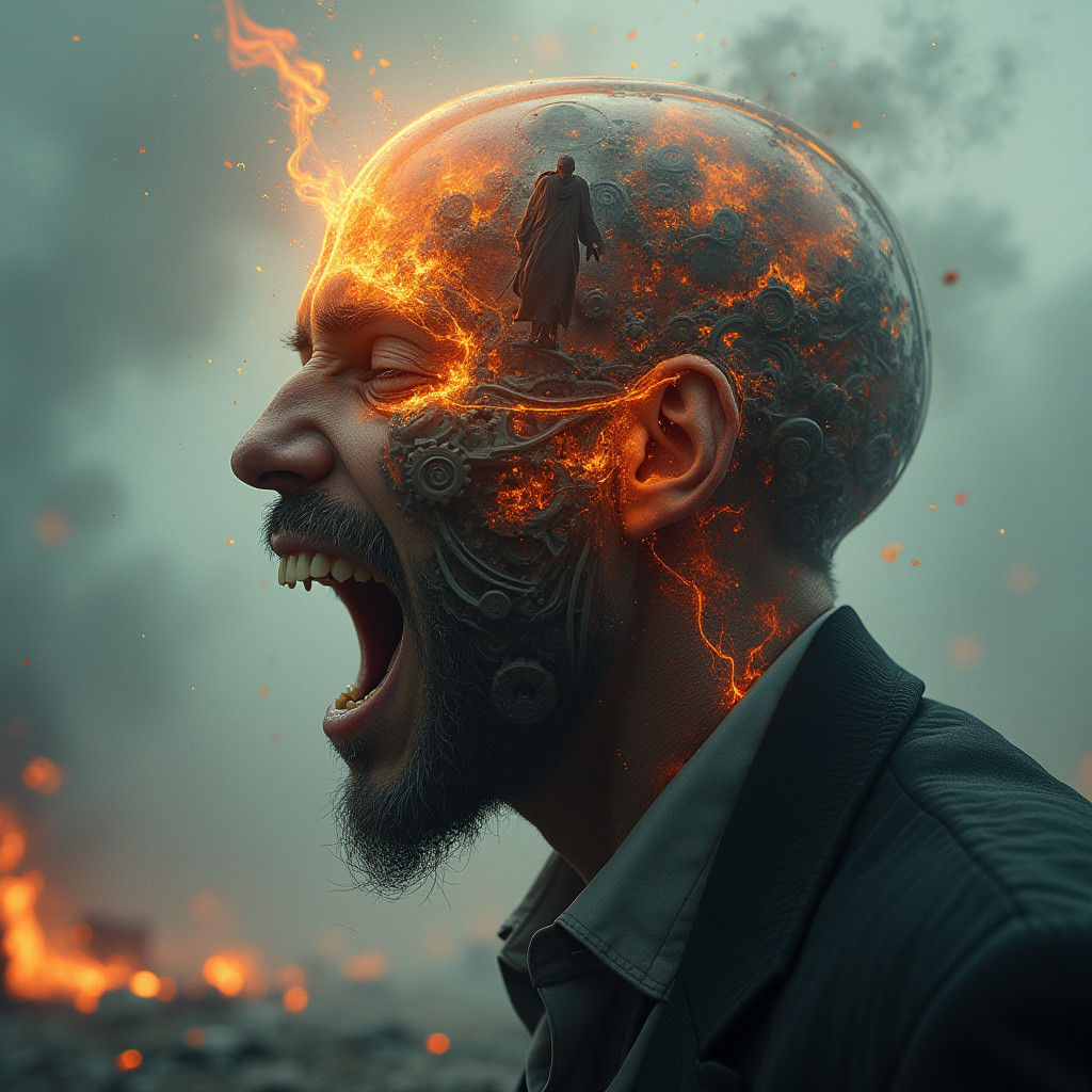 Man's Transparent Skull Reveals Inner Chaos