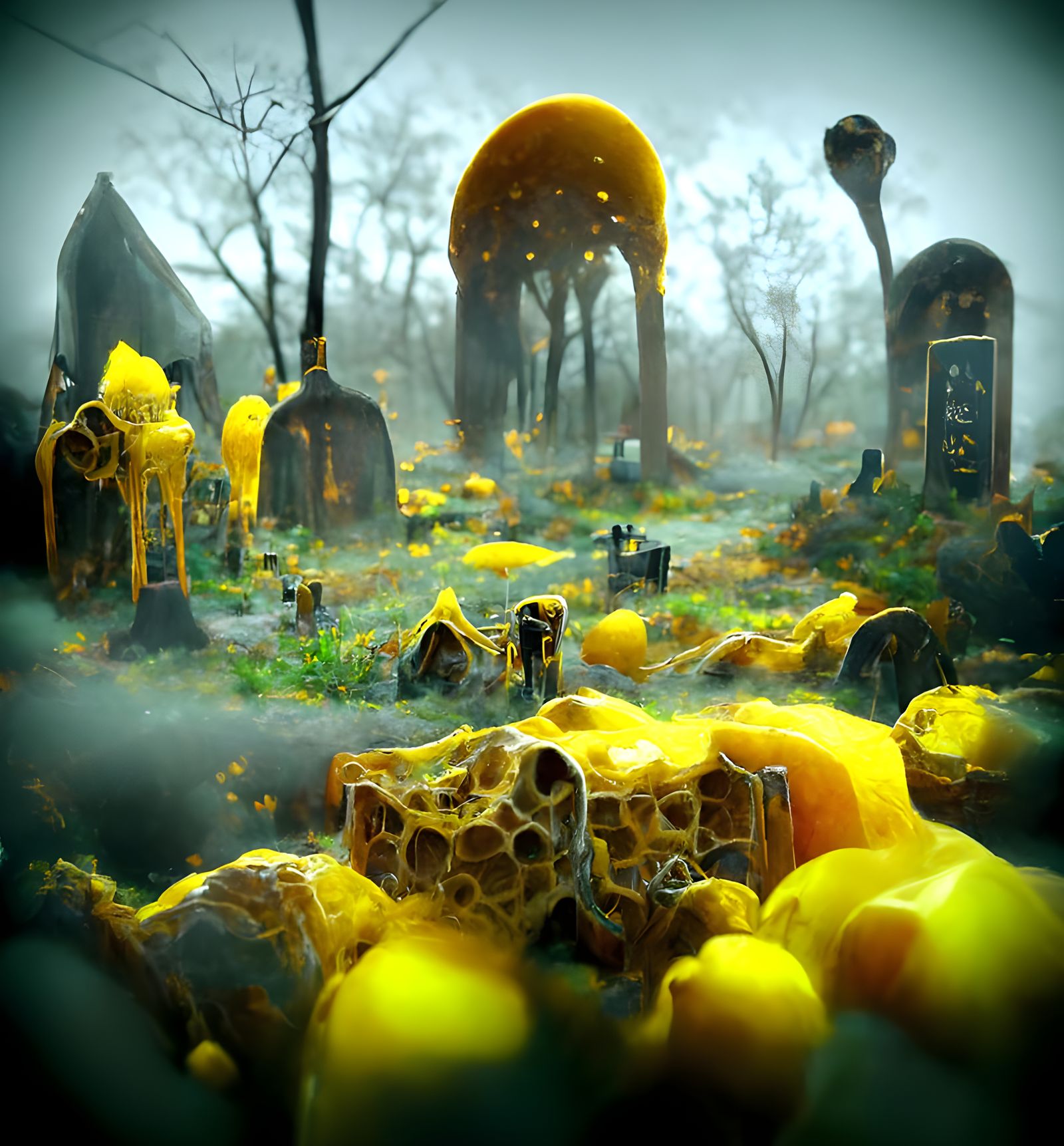 Honey Graveyard in a Cyberpunk Style