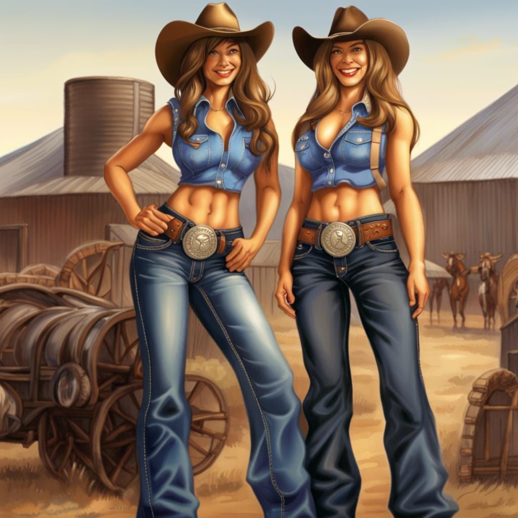 Cowgirls in Western Bar: Detailed Matte Painting