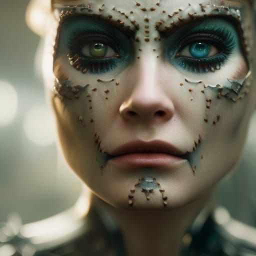 Biopunk Horror Portrait of Fractured Soul