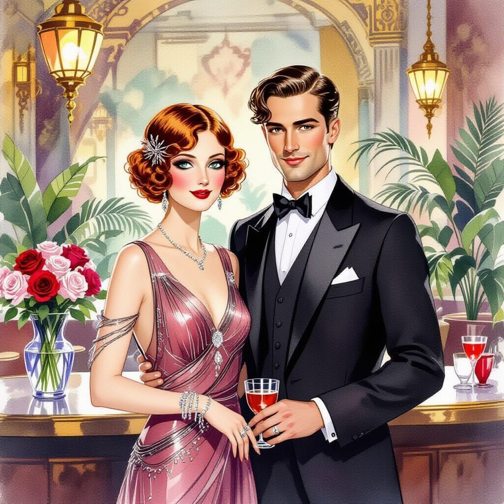 ꧁ད🌿🌹🌿ↈ🍃🍾🍸Couple ✧✦✧ Luxurious 1920s Bar/Speakeasy🍸🍾�...
