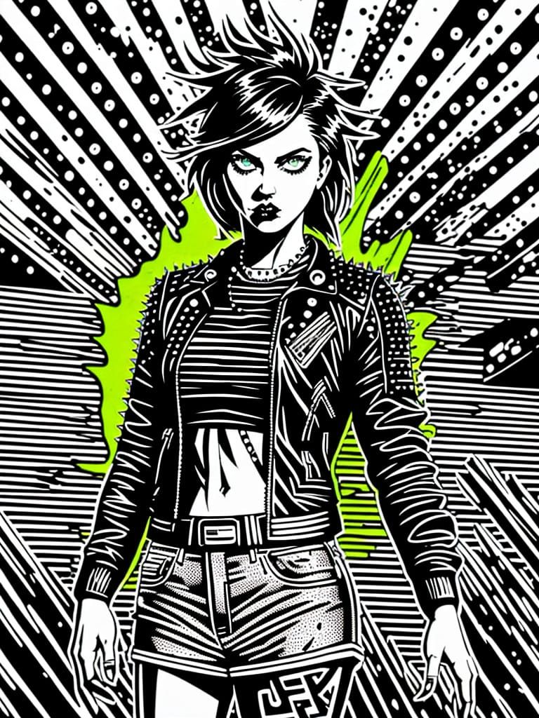 Gritty Urban Goddess with Fierce Green Eyes