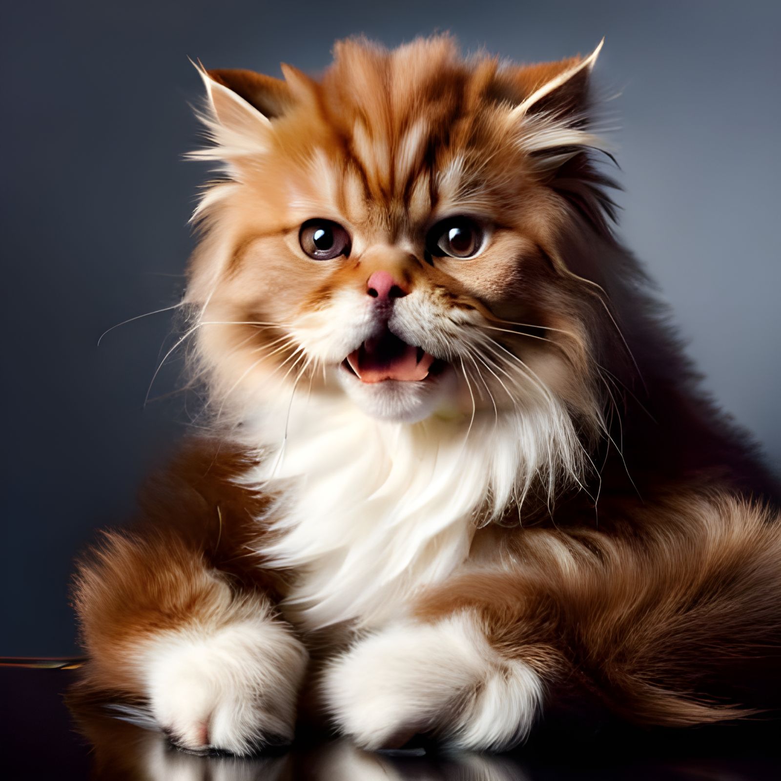 Charismatic Persian Cat in Urban Cafe, Editorial Photo