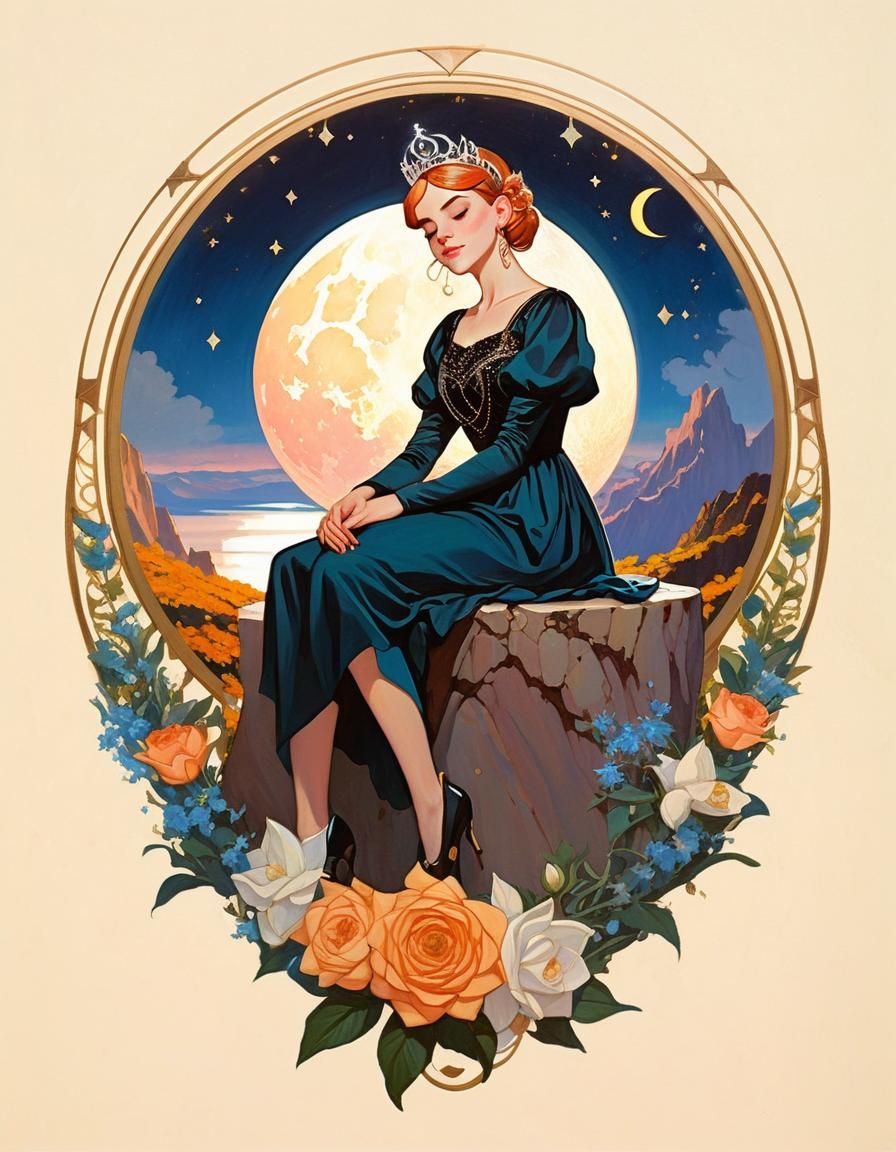 Elven Girl on Moonlit Cliff, Anime Style