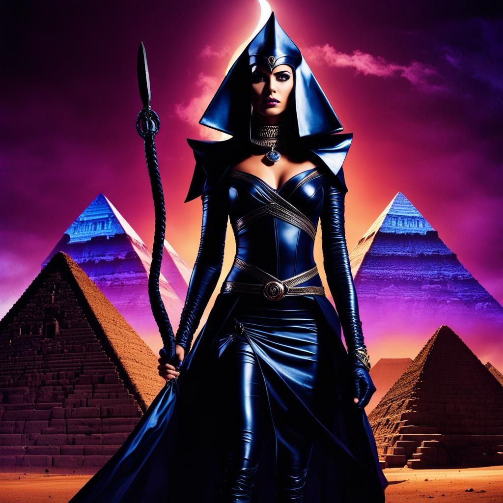 Gothic Egyptian Goddess Illustration with Whip