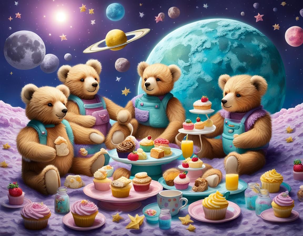 Teddy Bears Picnic on the Moon: Astral Illustration