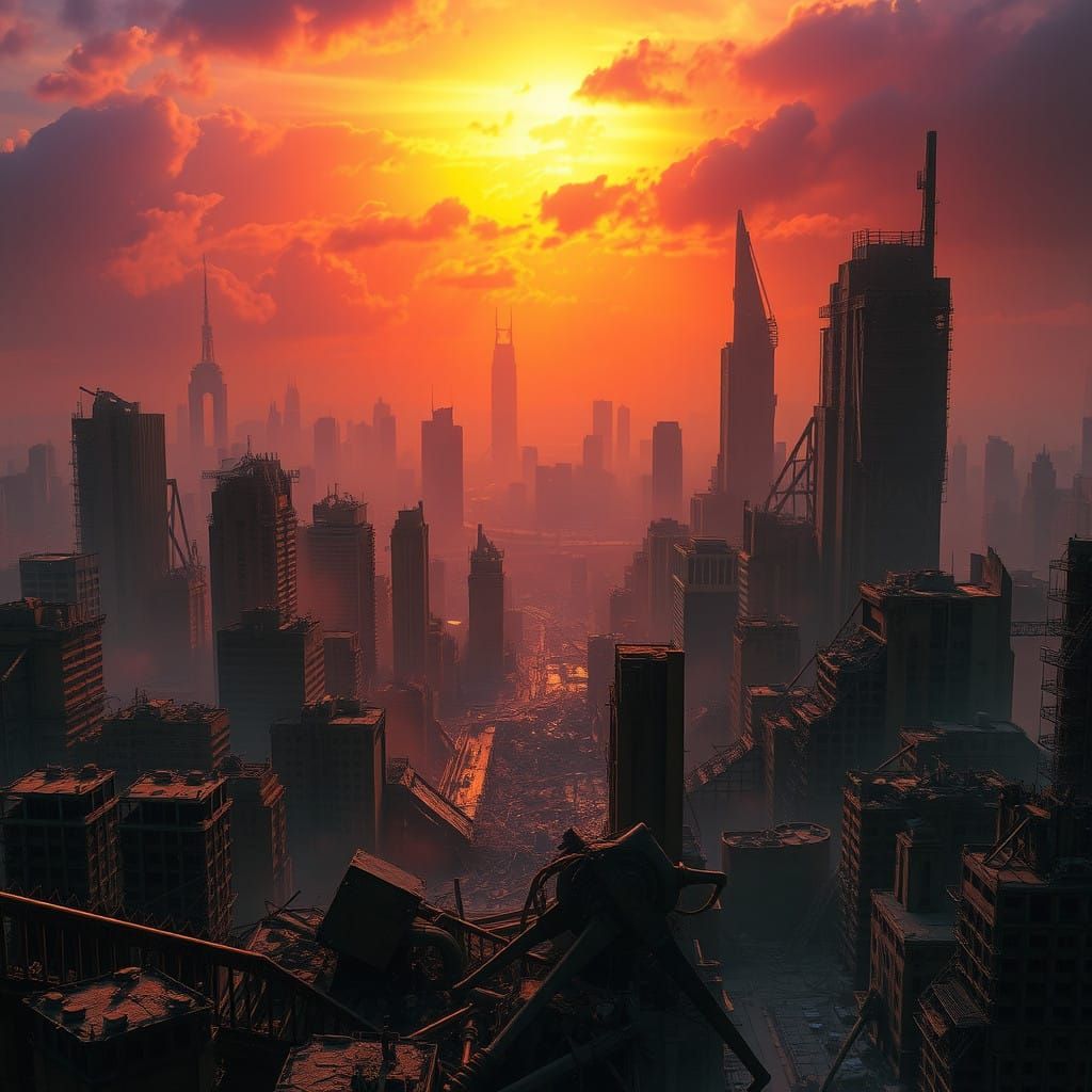 Cyberpunk Ruins Unveil a Bleak, Futuristic Horizon