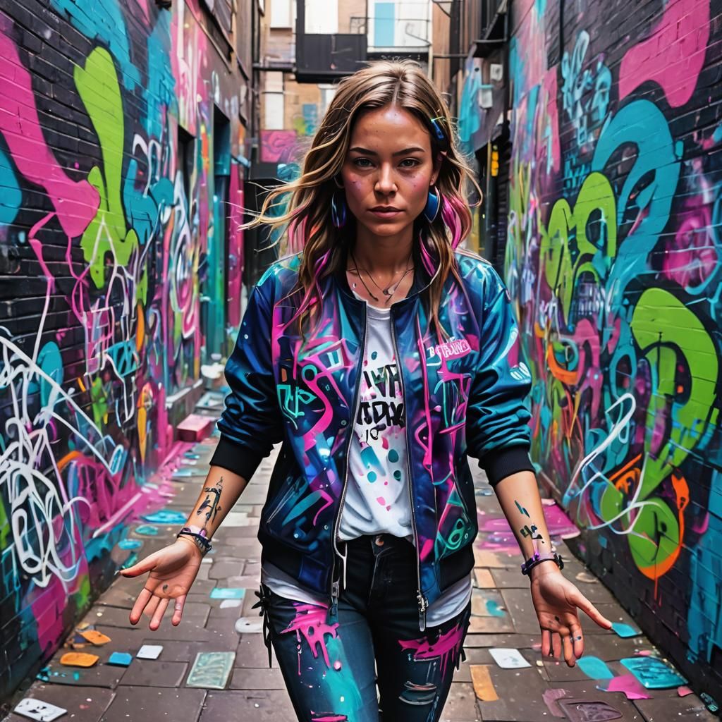 Vibrant Street Art with Graffiti in Digital Painting