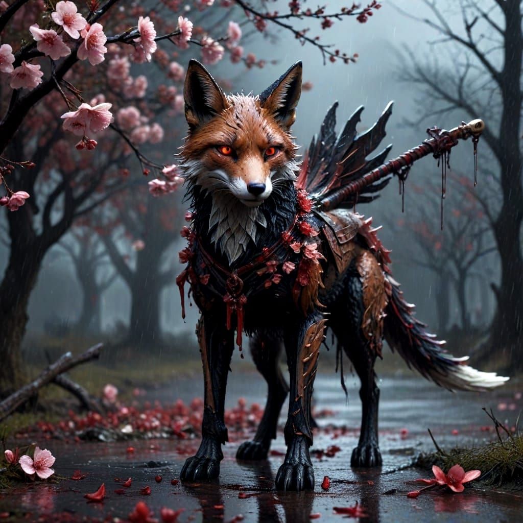 Cyberpunk Angel of Death Fox Reveals Bloody Cherry Blossom