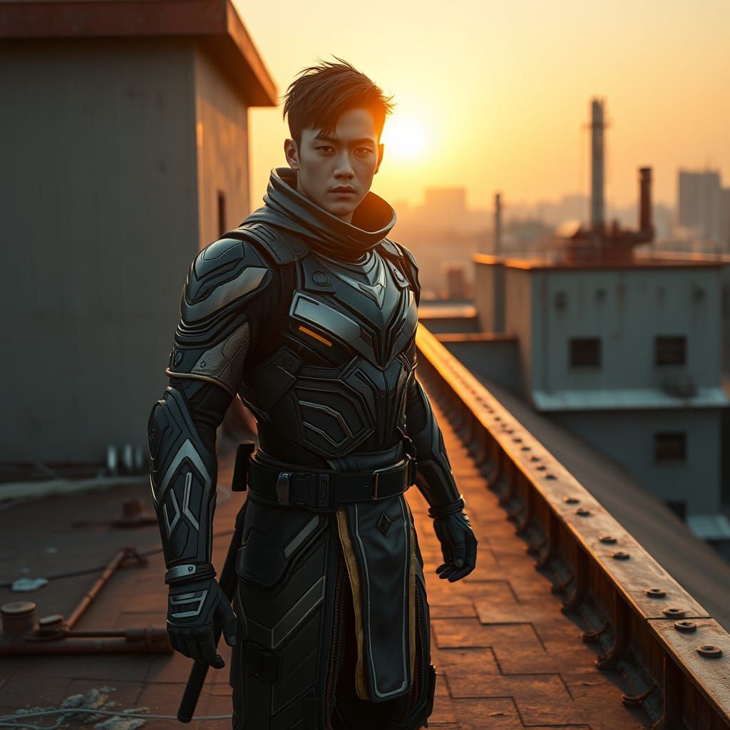 Korean Superhero Ninja at Sunset