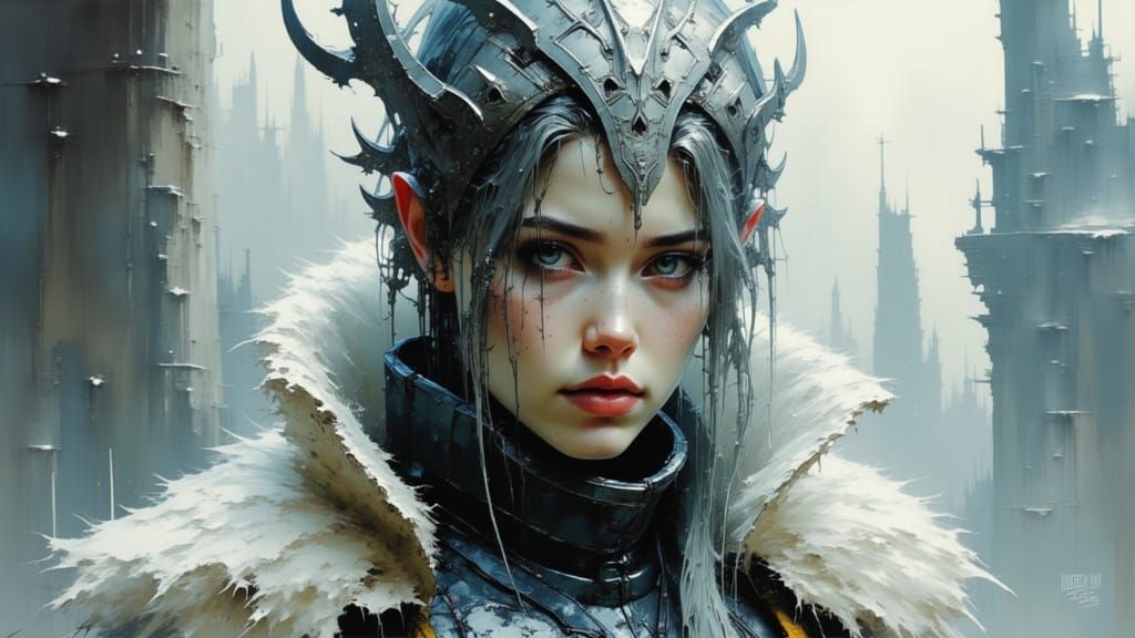 Regal Winter Warrior Portrait in Concept Art Style