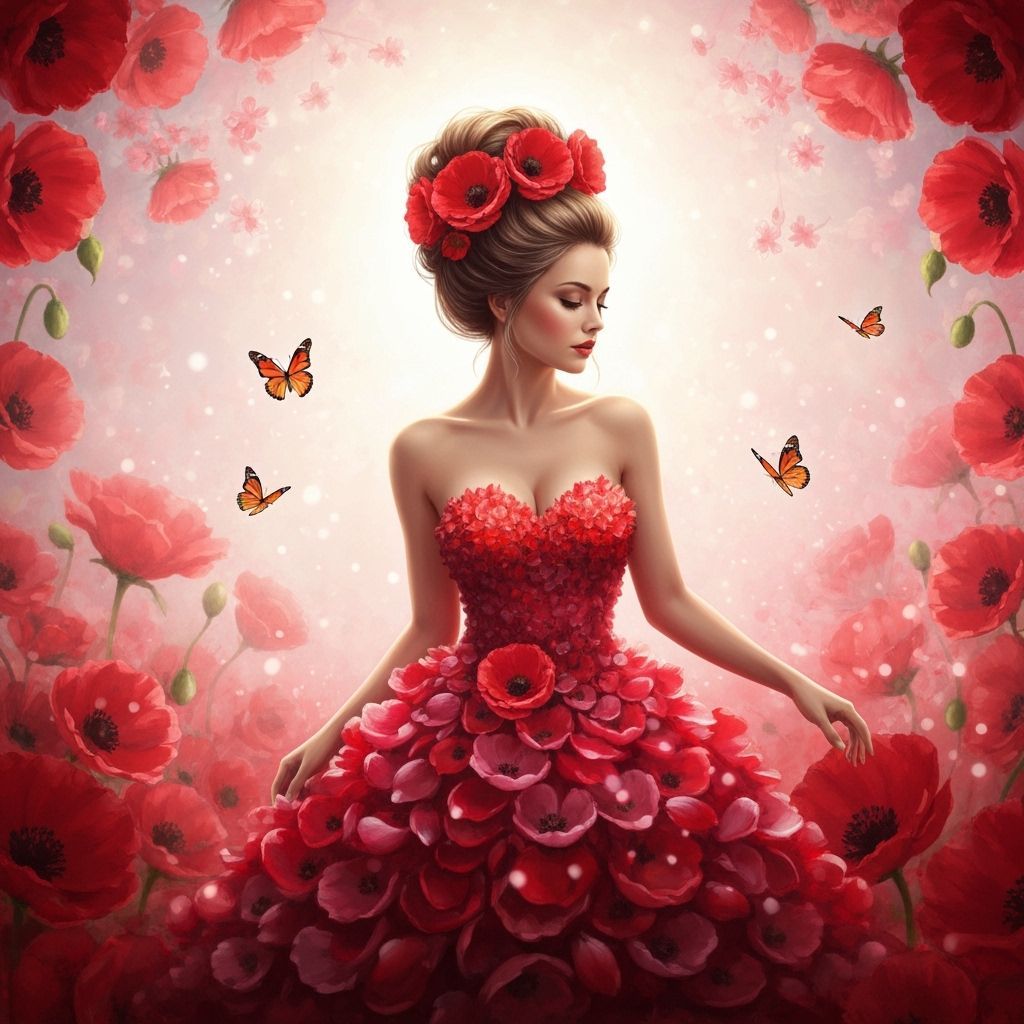 Woman as Living Bloom in Vibrant Floral Fantasy