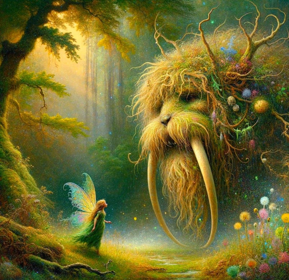Fairy and Forest Monster Meeting in Romantic Style