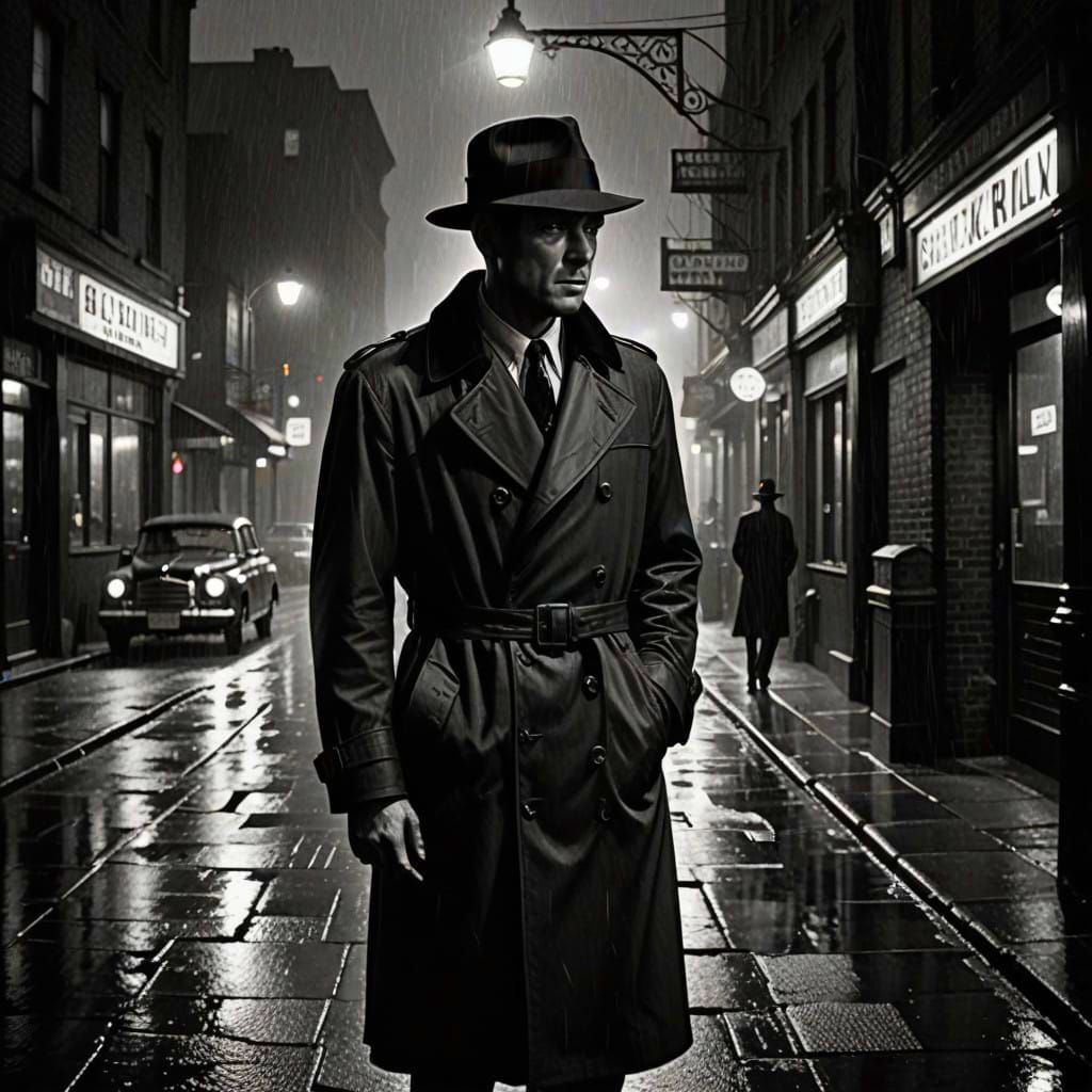 Gritty 1930s Noir Scene in Black and White