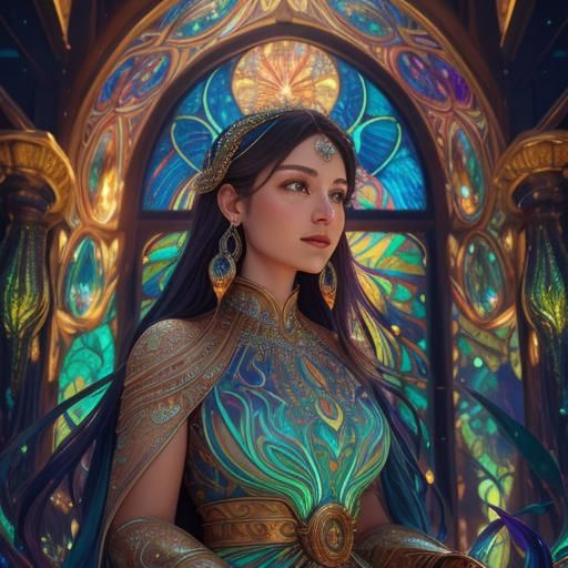 Dreamlike Visions in Firelit Hall: Digital Art