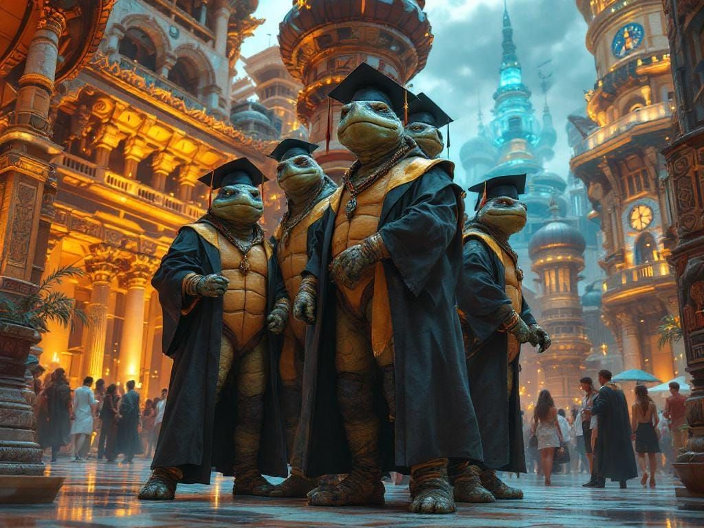 Turtles Graduate in Heroic Fantasy Style