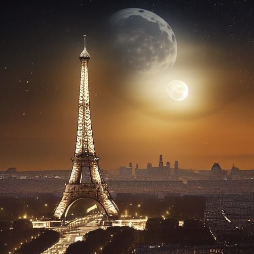 Moonlit Paris: Epic Cinematic Digital Painting