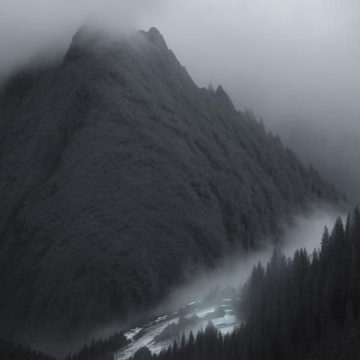 Lone Hiker in Rain-Soaked Alps: Ansel Adams Style