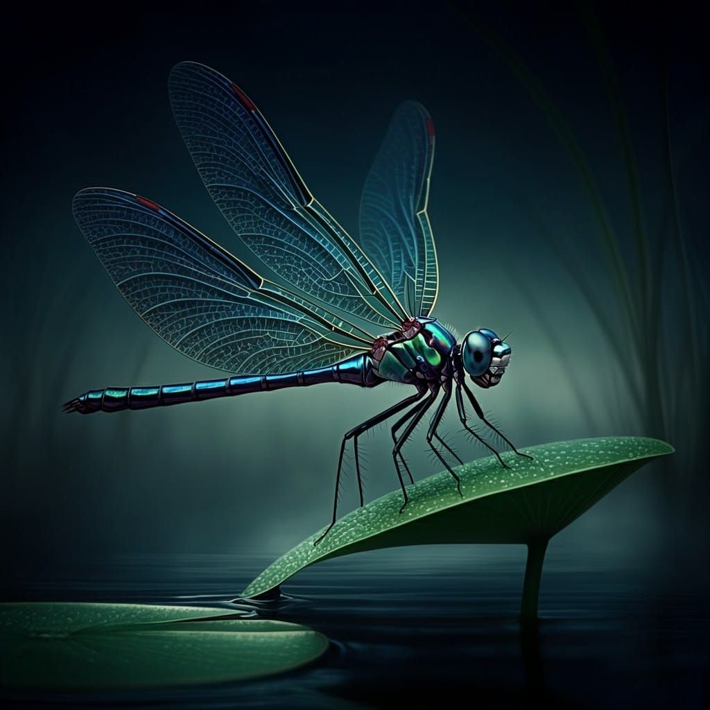 Vampire Dragonfly in Surreal Biomechanical Style
