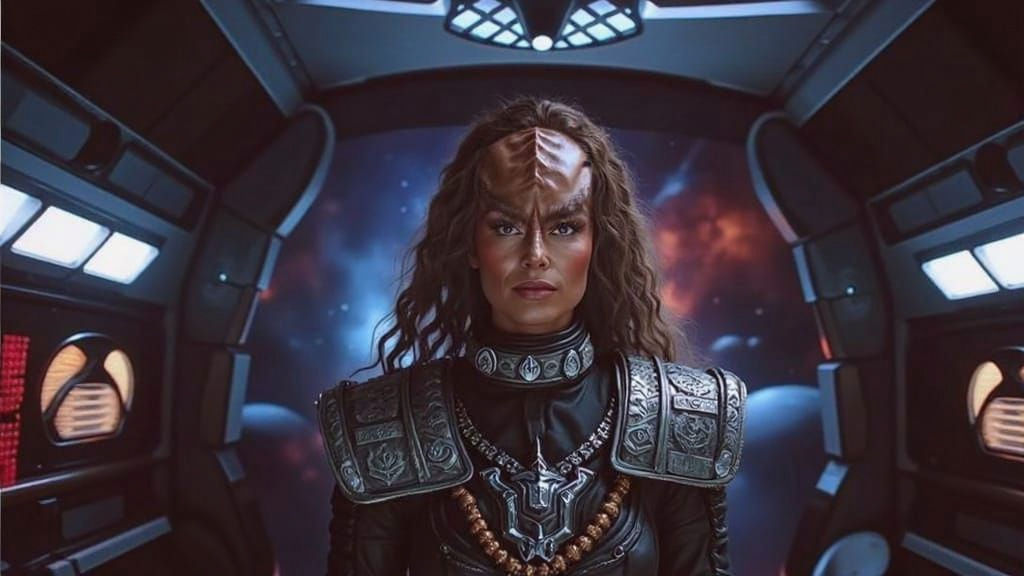 Stunning Female Klingon Captain in Epic Sci-Fi Space Battle