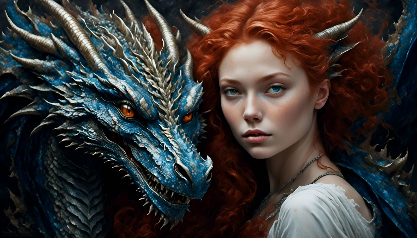 Lady with Dragon in Wayne Barlowe Style