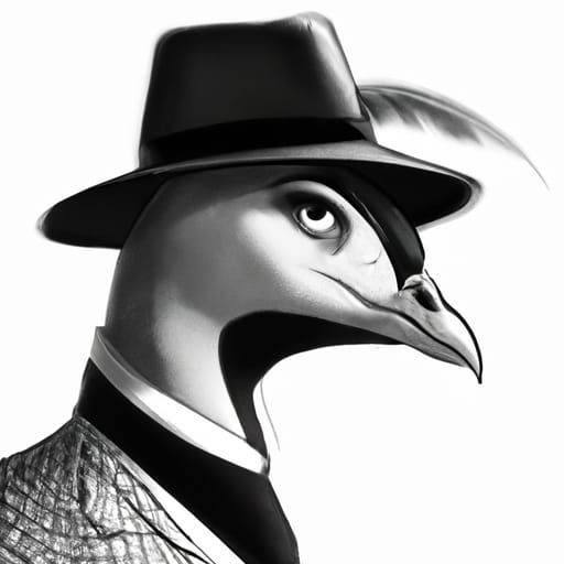 Guinea Fowl Detective in Noir Comic Style