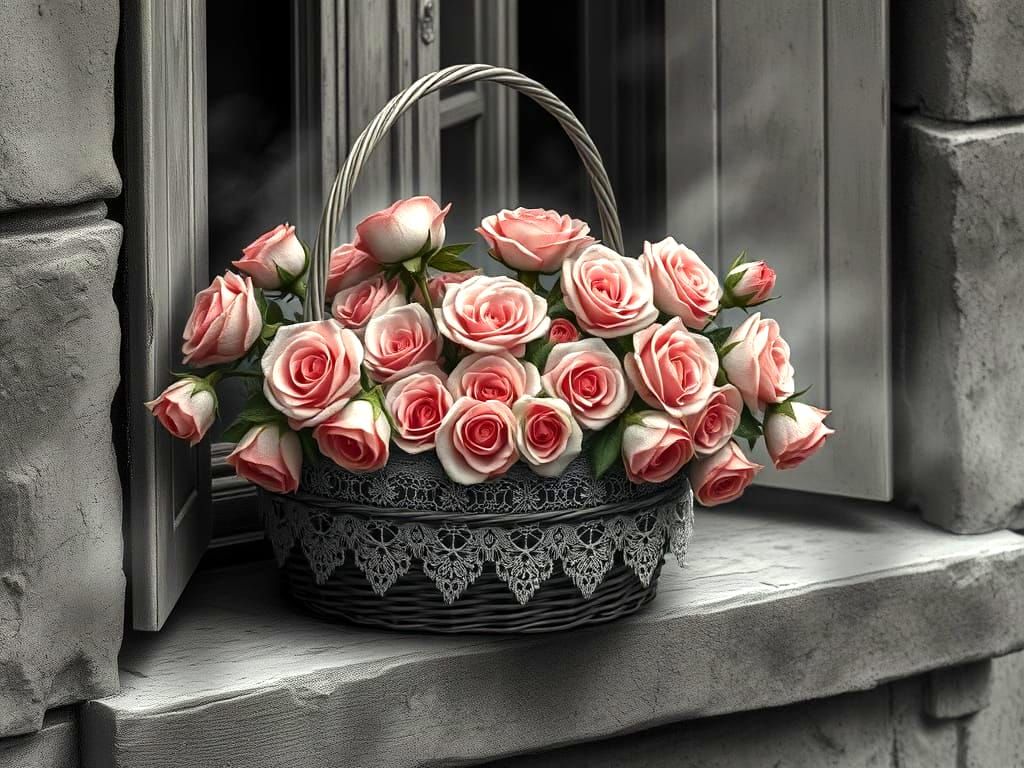 Roses on a Windowsill: Ethereal Charcoal Fantasy