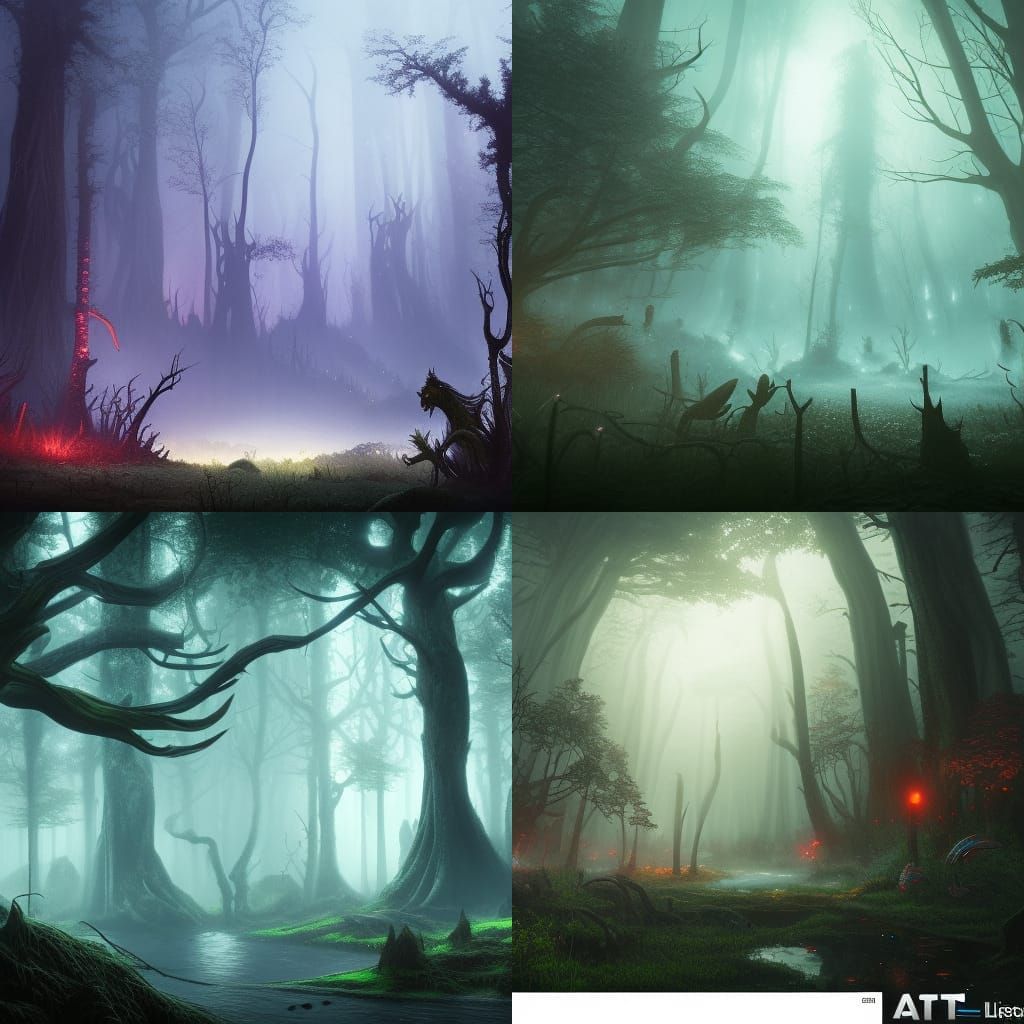 Eerie Creatures Lurk in Dark Forest Fog