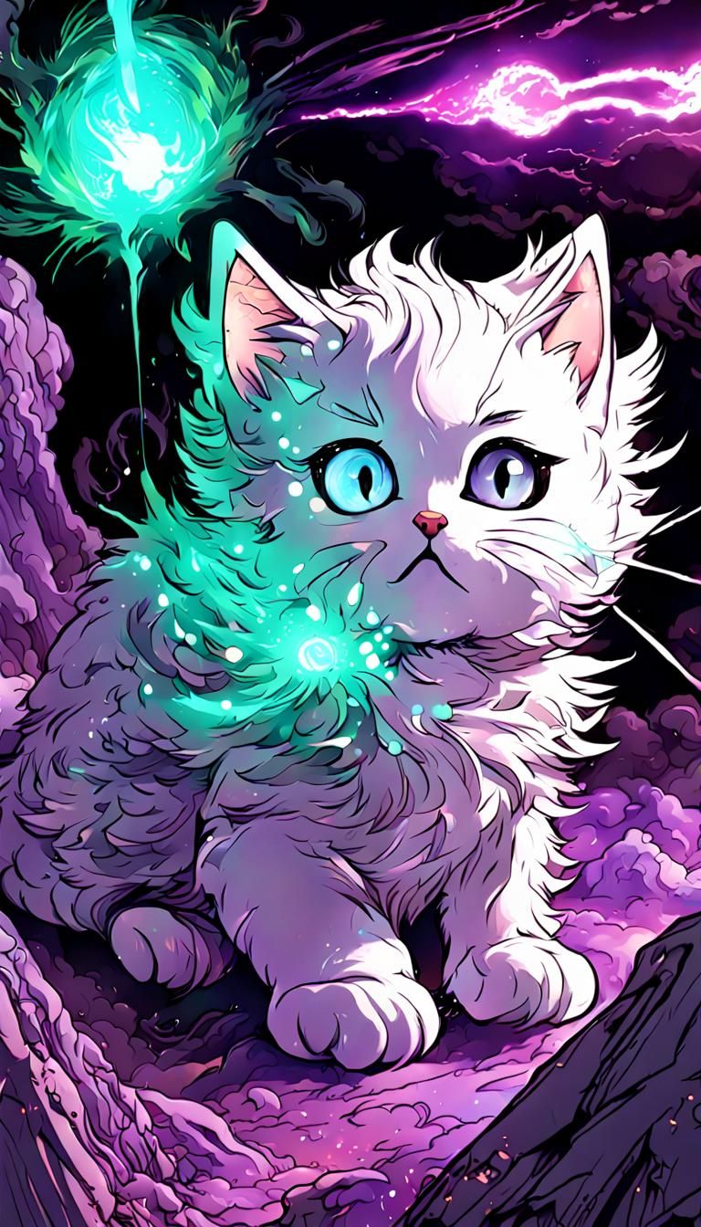 Radioactive Kitten Knight in Anime Style