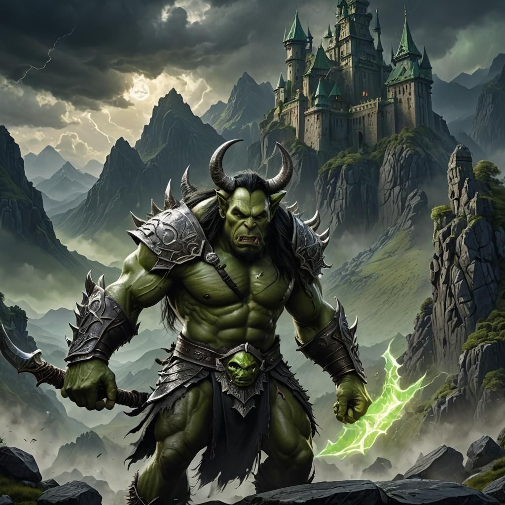 Epic Orc Warrior Portrait in Dark Fantasy Style