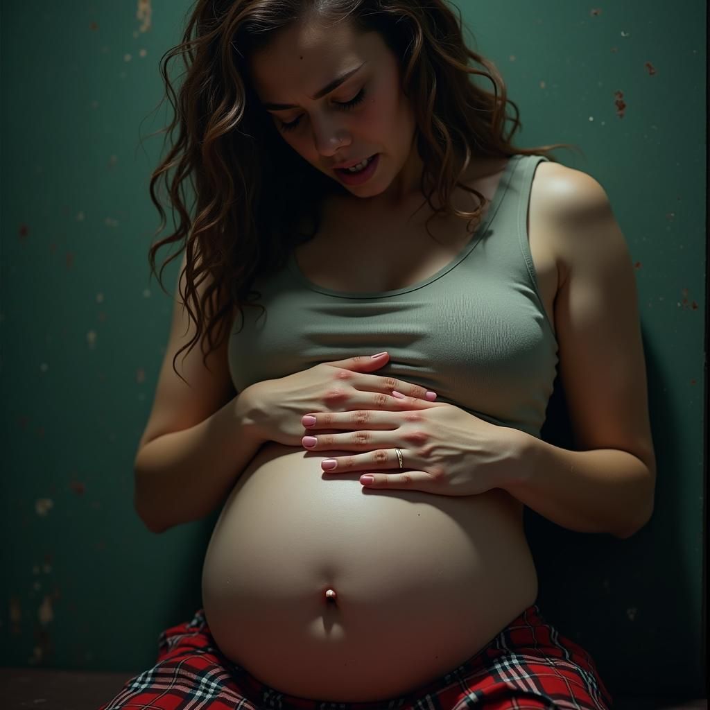 Pregnant Woman's Agonizing Labor: A Dark Fantasy Realism