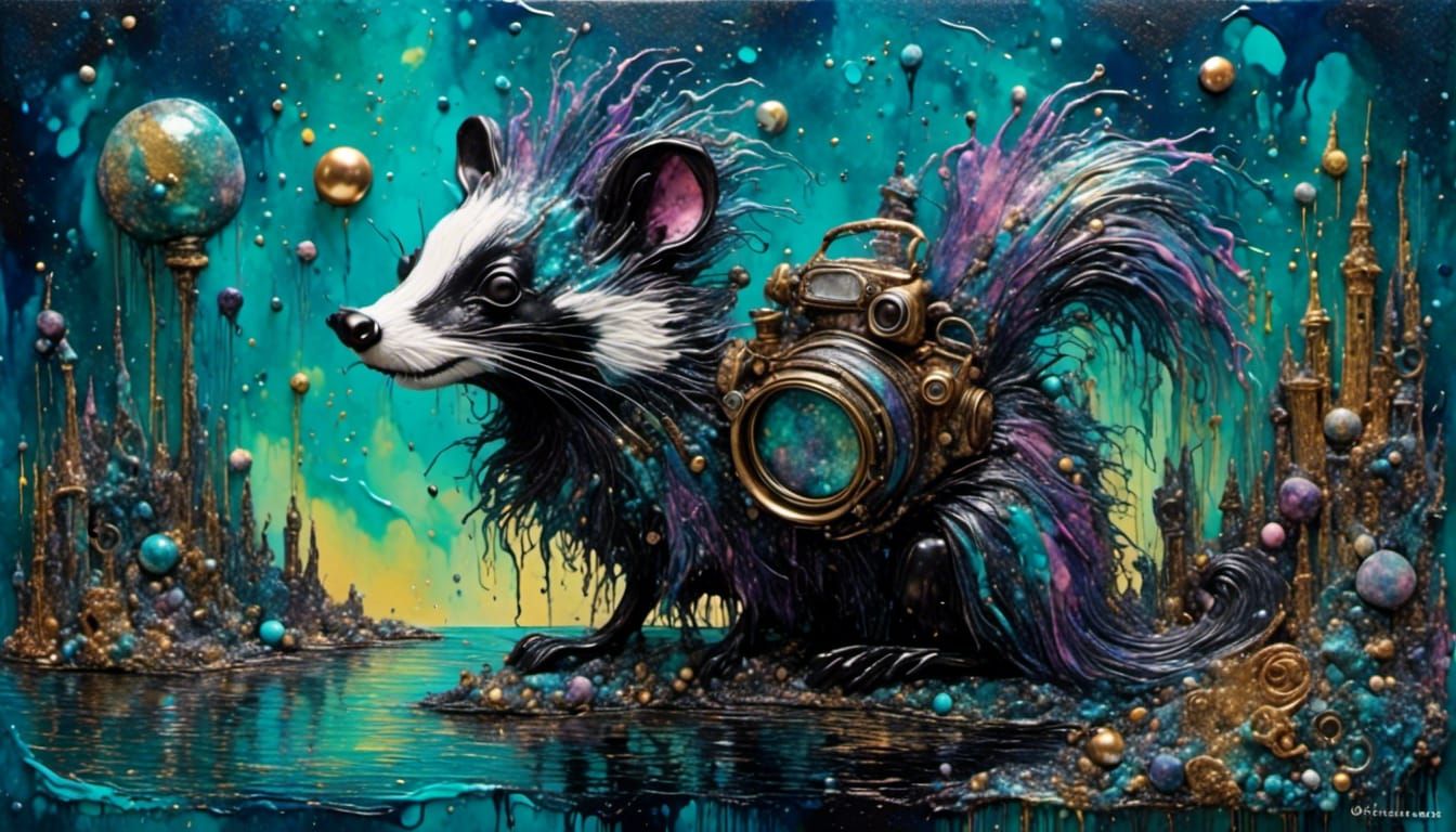 Dystopian Steampunk Skunk Punk Rocker in Burton Style